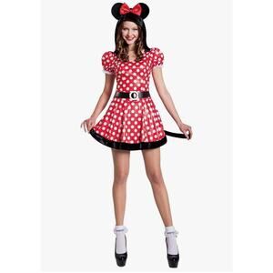 NEW! Miss Minnie Mouse Women's Red Sassy Sexy Halloween Costume Size L 12-14